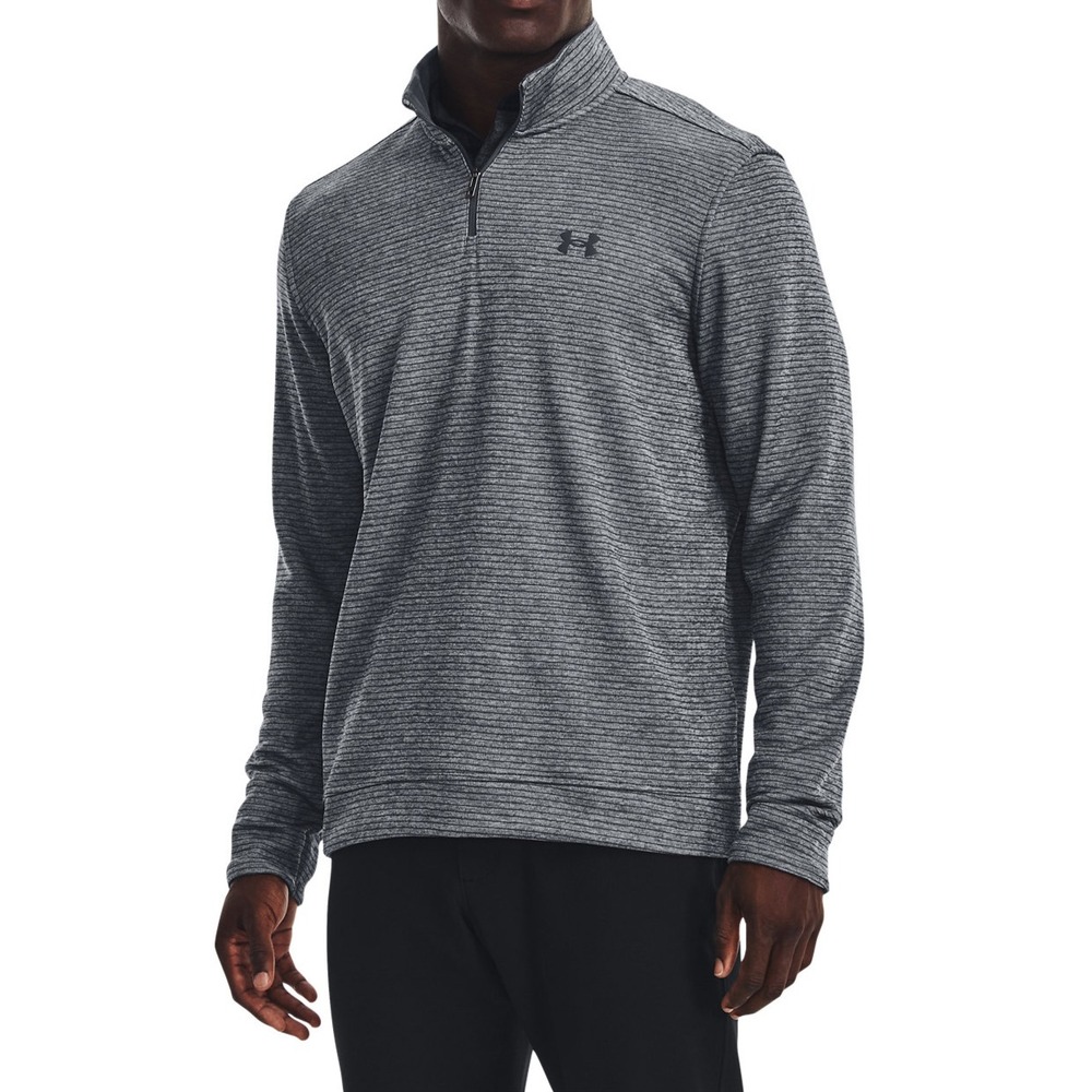 Under Armour Mens Storm Sweaterfleece Quarter-Zip Grey Striped 1373674 Large